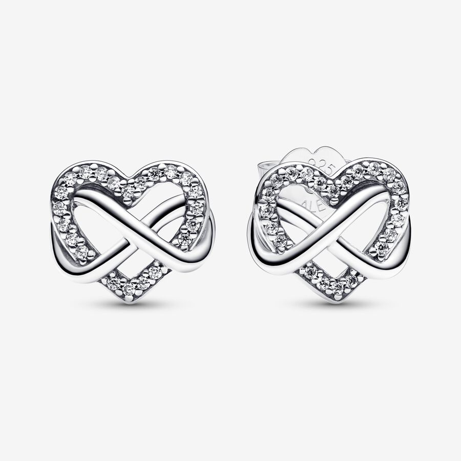Sparkling Infinity Heart Stud Earrings image number 0